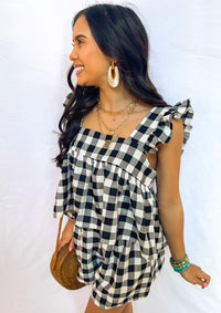 BLACK BABYDOLL RUFFLE TOP AND BOTTOM SET