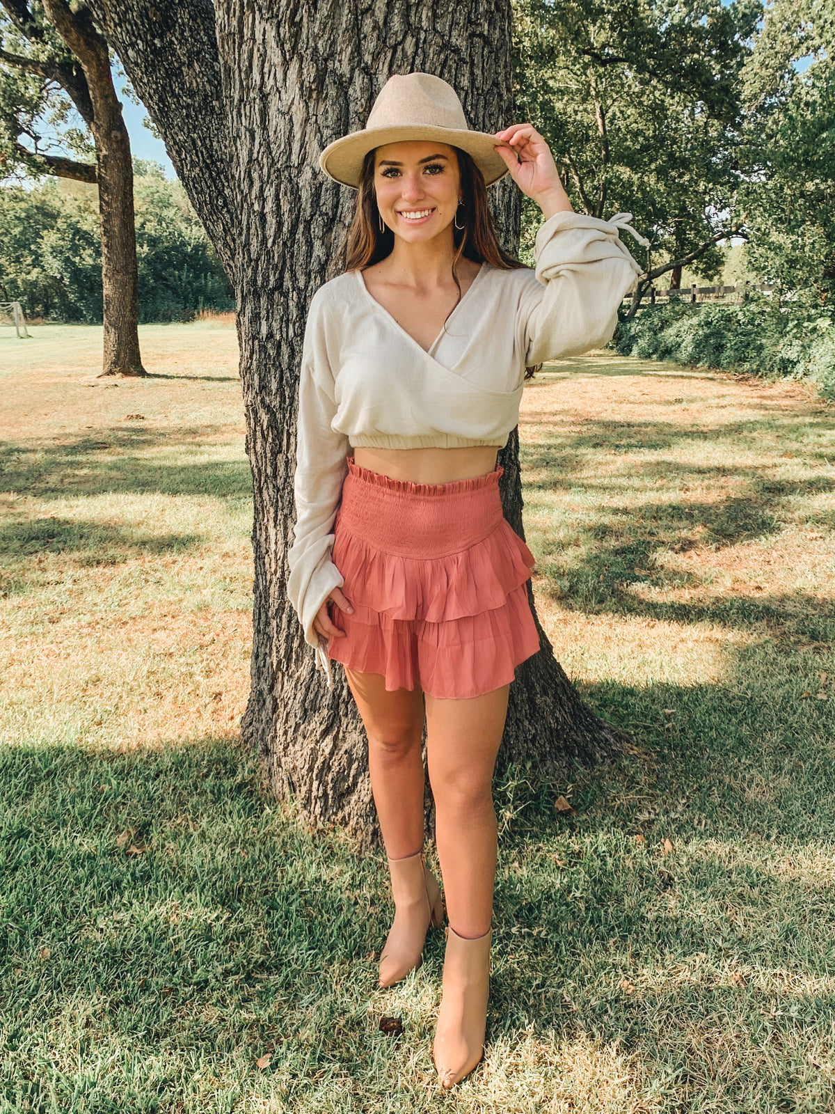 TERRA SMOCKED RUFFLE MINI SKORT