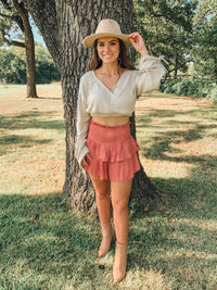 TERRA SMOCKED RUFFLE MINI SKORT