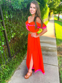 Ruffle Top And Maxi Skirt Set (Sold Separately)