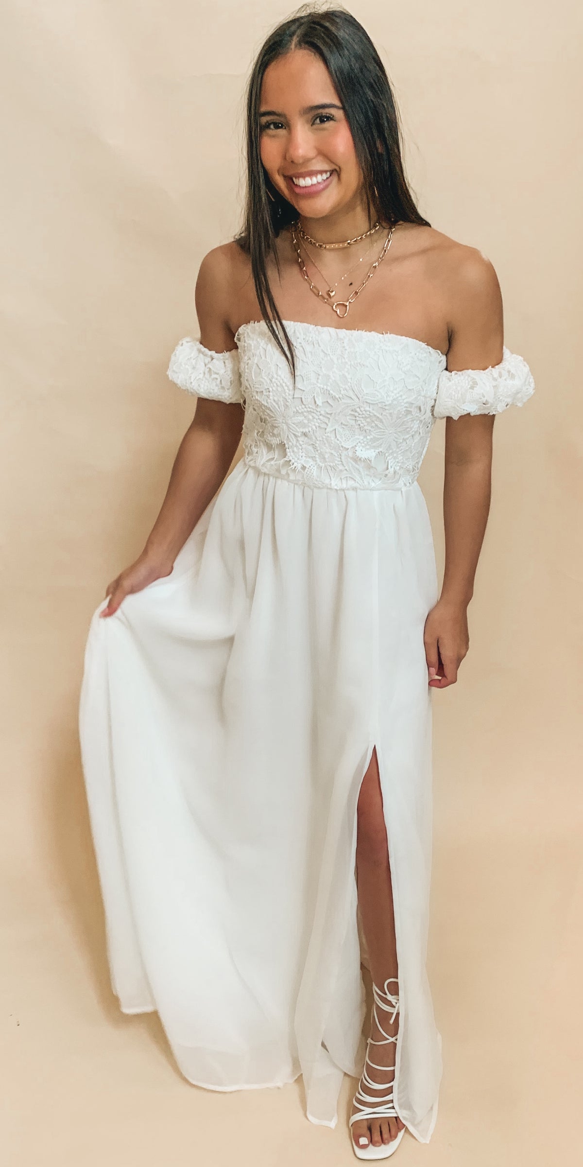 Off-shoulder maxi dress
