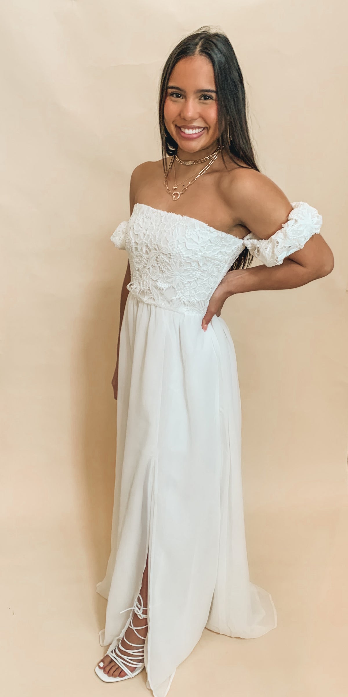 Off-shoulder maxi dress
