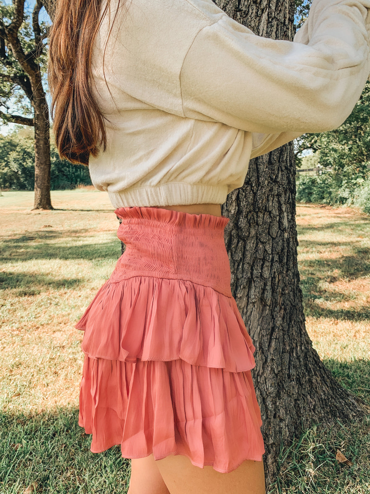 TERRA SMOCKED RUFFLE MINI SKORT