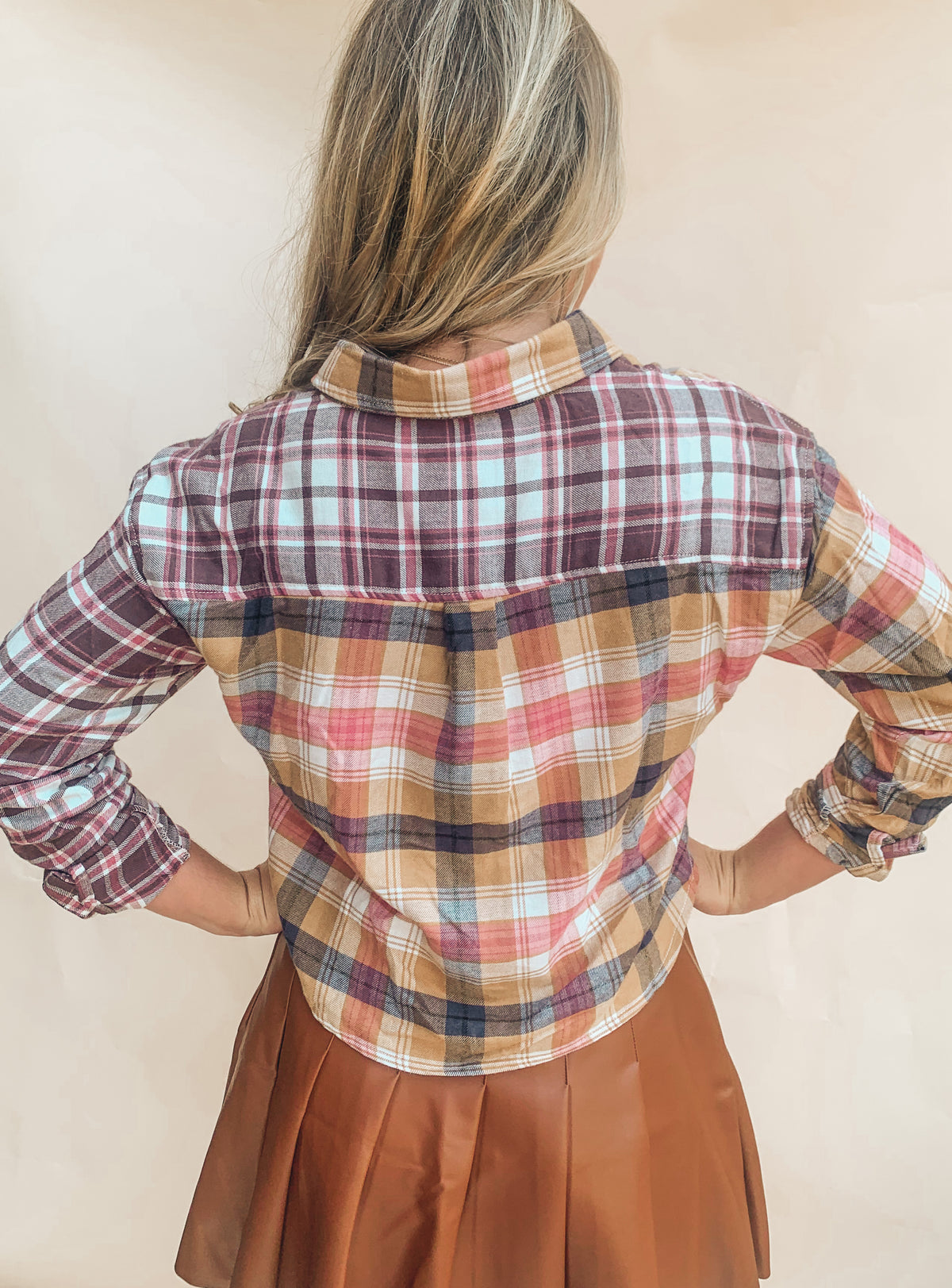 Multi Plaid Print Flannel Top