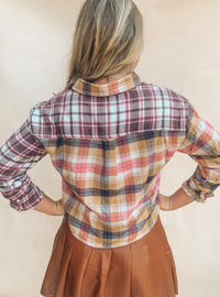 Multi Plaid Print Flannel Top