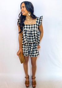 BLACK BABYDOLL RUFFLE TOP AND BOTTOM SET