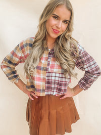 Multi Plaid Print Flannel Top