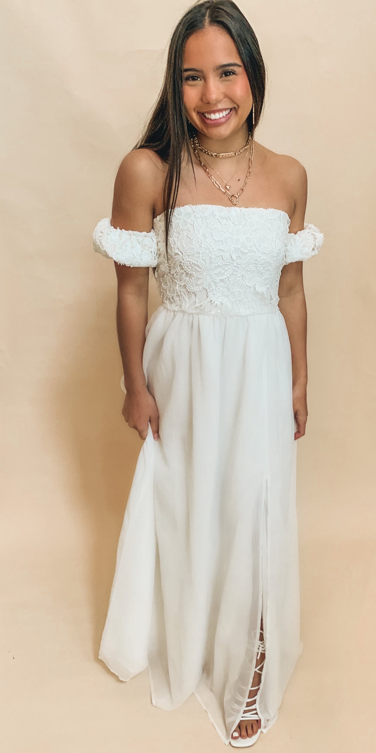 Off-shoulder maxi dress