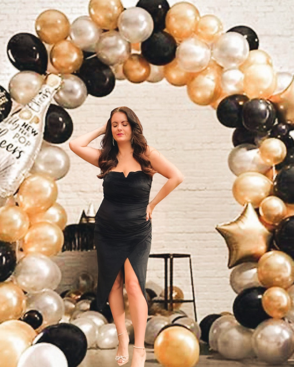 Black Ruched Bandeau Wrap Detail Split Midi Dress