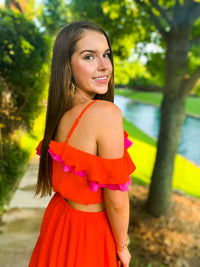 Ruffle Top And Maxi Skirt Set (Sold Separately)