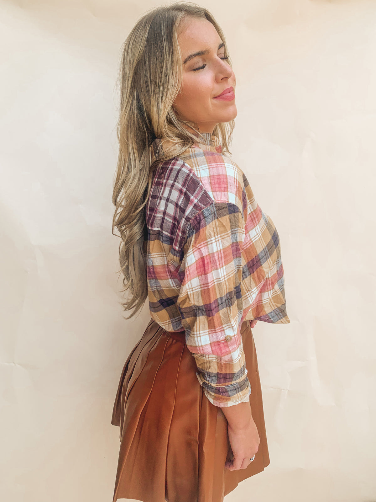 Multi Plaid Print Flannel Top