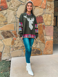 Green Christmas Reindeer Sweater