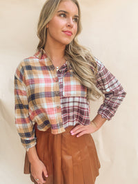 Multi Plaid Print Flannel Top