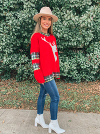 Red Christmas Reindeer Sweater
