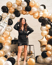 Black Stretch Satin Ruching Detail Cut Out Mini Dress