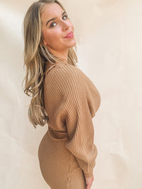 Best seller! CAMEL LONG SLEEVE WRAP DRESS