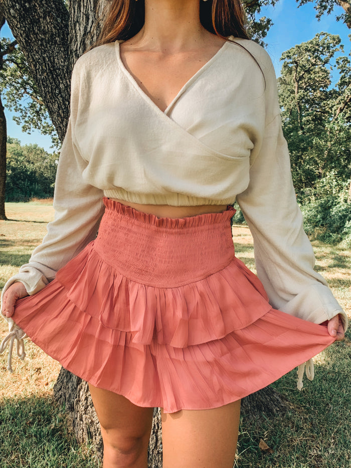TERRA SMOCKED RUFFLE MINI SKORT