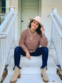 Coco Button Front Teddy Pull Over