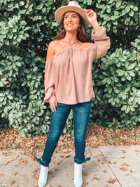 COCO SOLID OFF THE SHOULDER TOP WITH STRAP DETAIL