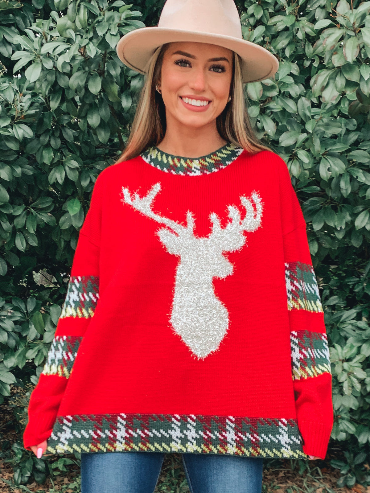 Red Christmas Reindeer Sweater