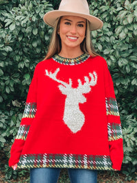 Red Christmas Reindeer Sweater