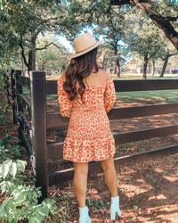 Off Shoulder Floral Print High Waisted Smocked Ruffle Dress