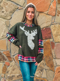 Green Christmas Reindeer Sweater