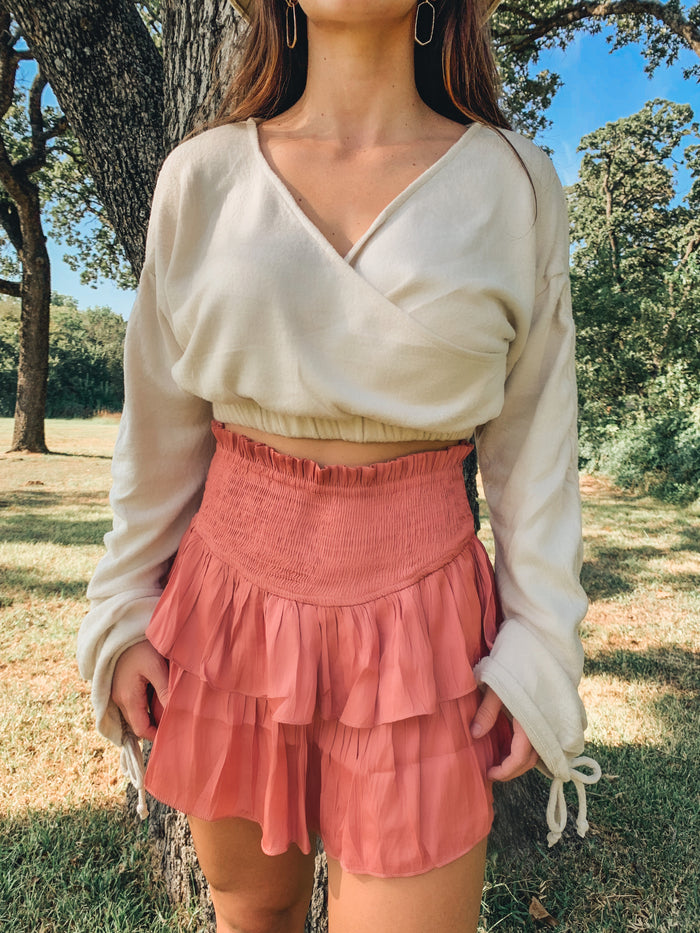 TERRA SMOCKED RUFFLE MINI SKORT