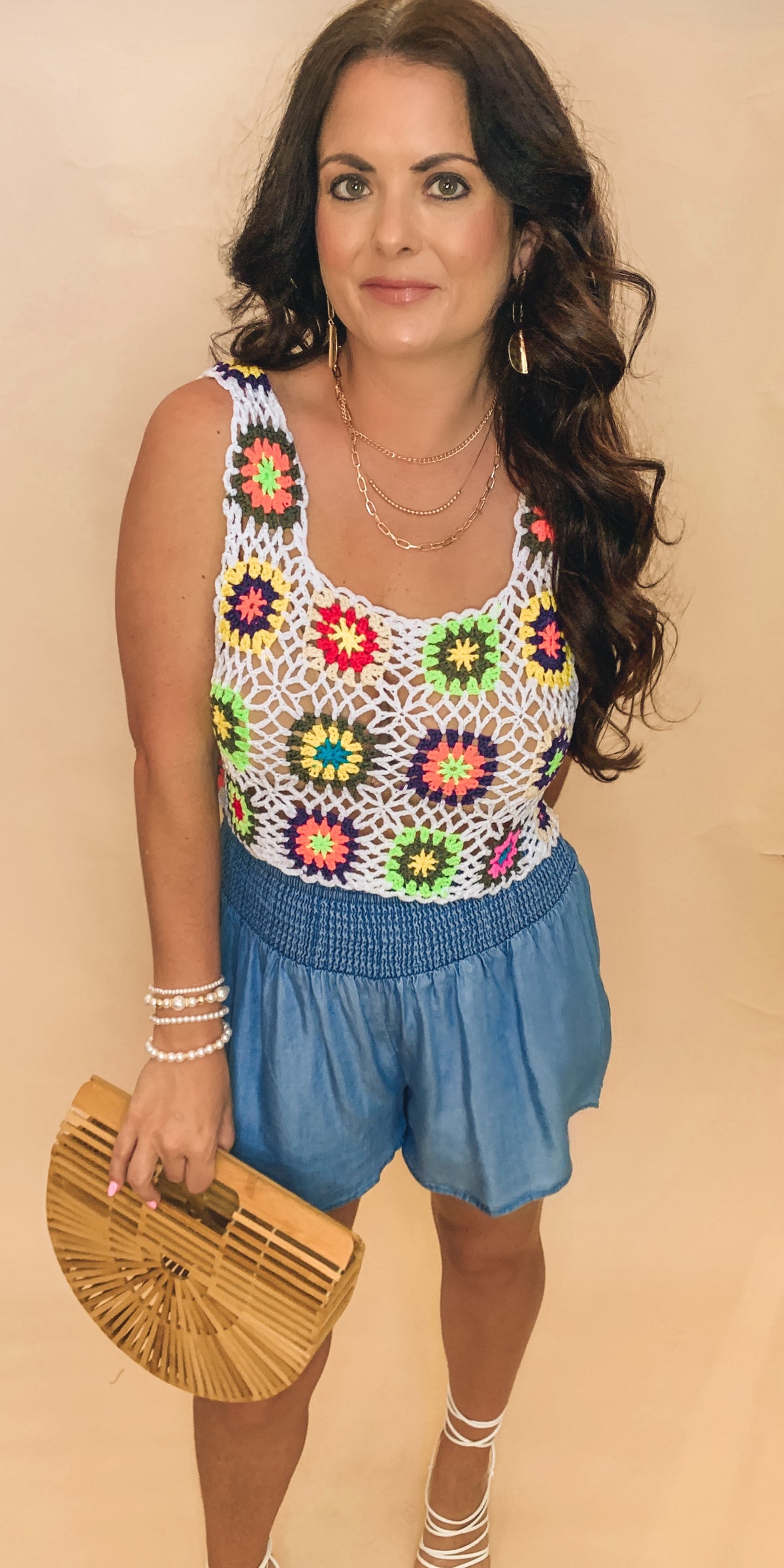 Best seller! BLUE SMOCKED HIGH WAISTED SHORTS