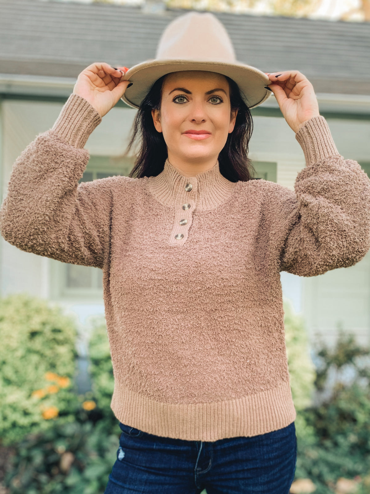 Coco Button Front Teddy Pull Over