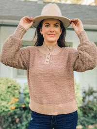Coco Button Front Teddy Pull Over
