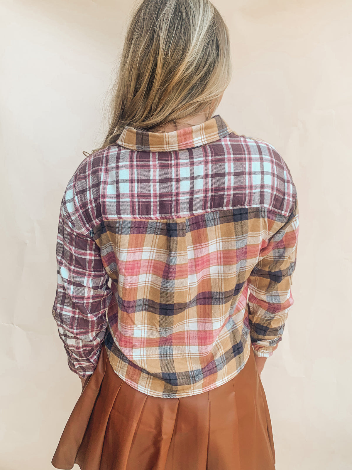 Multi Plaid Print Flannel Top