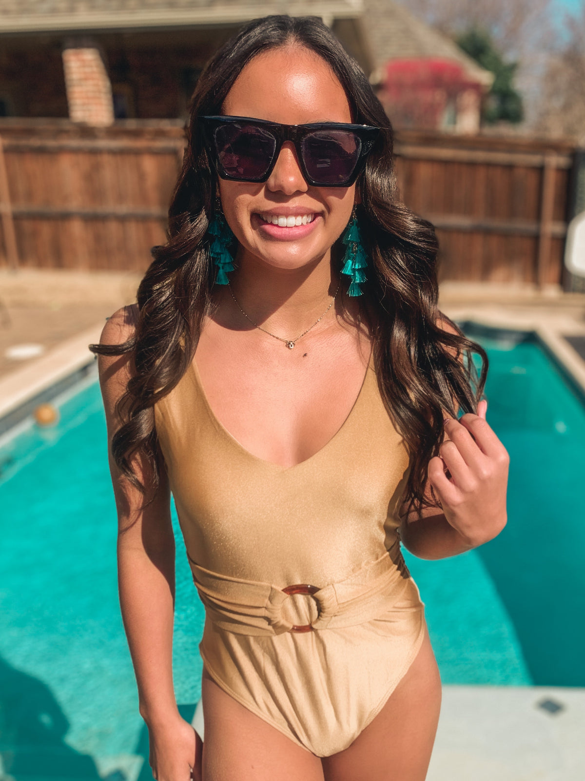Gold Solid scoop one piece