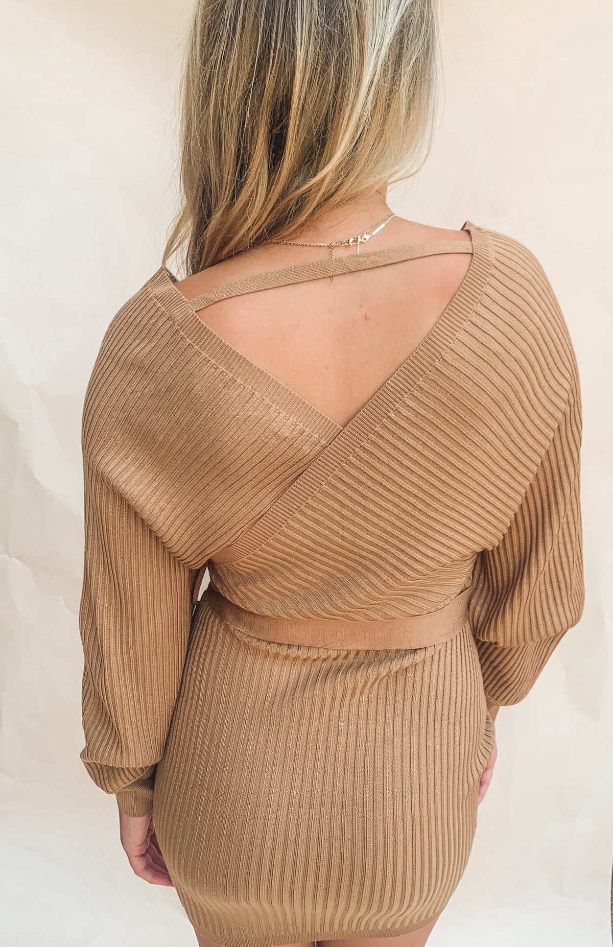 Best seller! CAMEL LONG SLEEVE WRAP DRESS