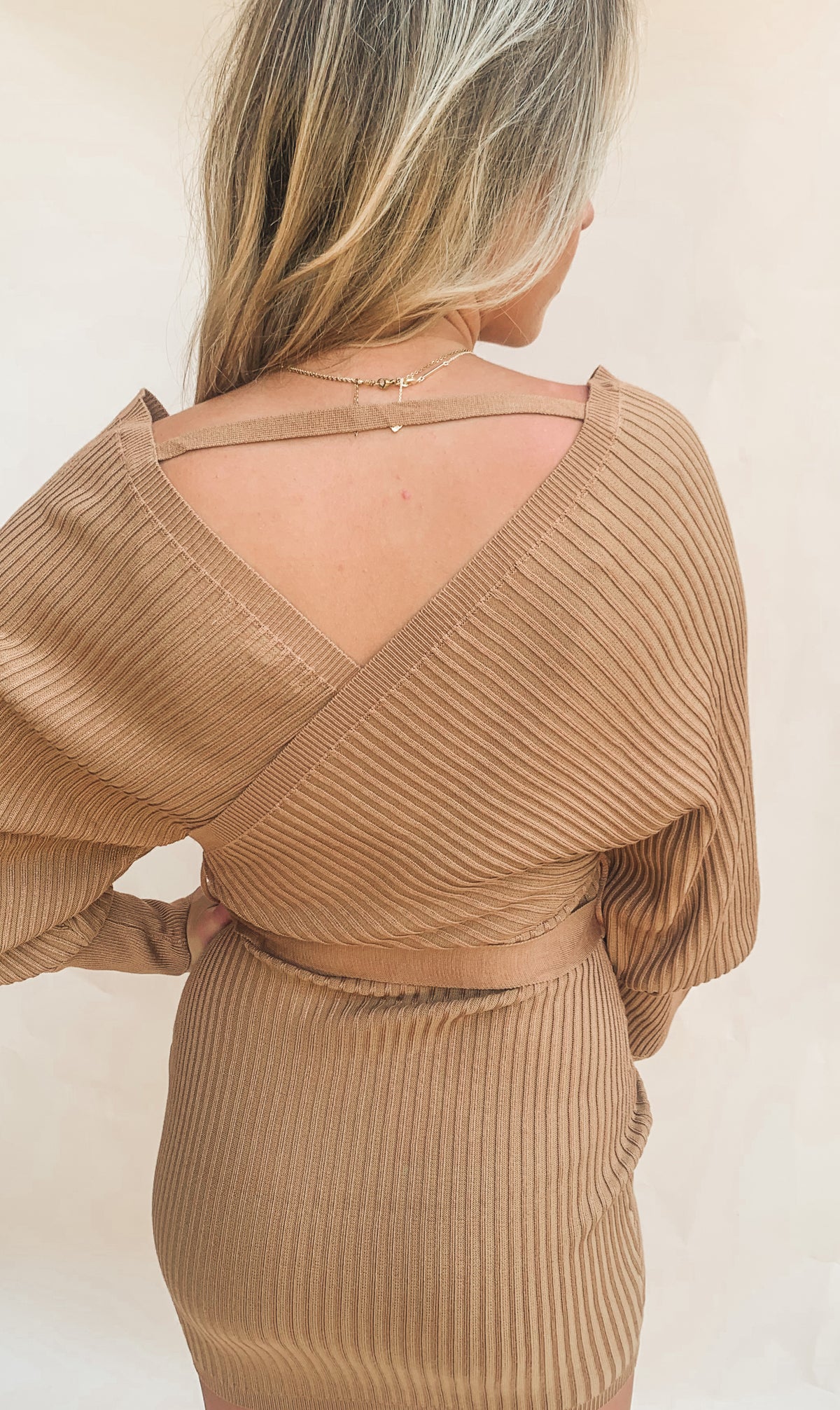 Best seller! CAMEL LONG SLEEVE WRAP DRESS