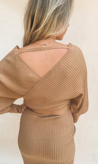 Best seller! CAMEL LONG SLEEVE WRAP DRESS