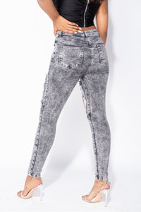 Light Grey Acid Extreme Distressed High Waist Skinny Jeans