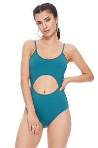 SOLID CUTOUT ONE PIECE SWIMSUIT
