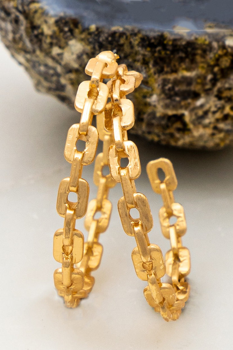 CHUNKY CHAIN CASTING HOOP EARRINGS