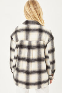 Plaid Button Up Jacket with Sherpa Lining