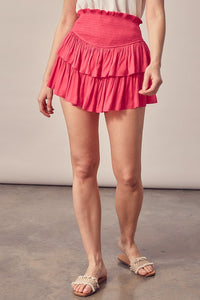 Pink Smocking Skirt with Shorts