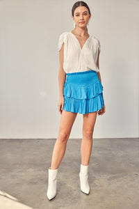 Blue Smocking Skirt with Shorts