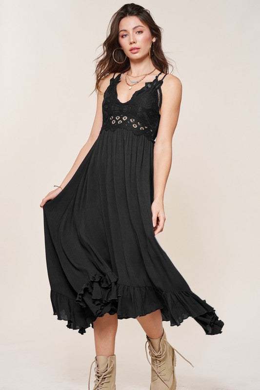 Lace detail Long Slip Dress