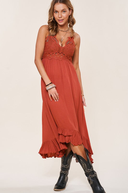 Lace detail Long Slip Dress