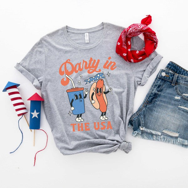 Party In The USA Hot Dog Short Sleeve Graphic Tee