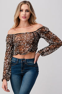 Leopard Mesh Crop Top