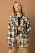 IVORY-OLIVE PLAID