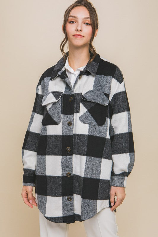 Fall feelin Plaid Pocket Shacket