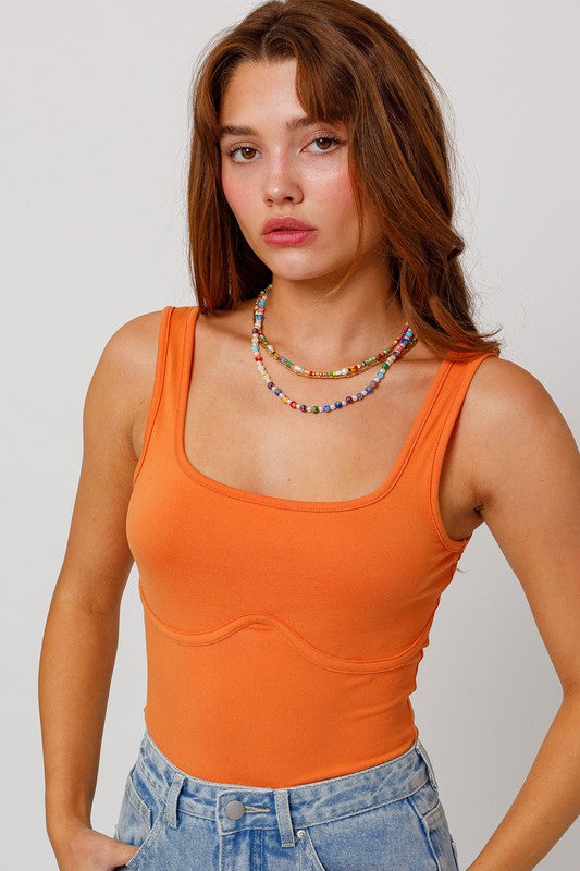 Orange Sleeveless Bodysuit