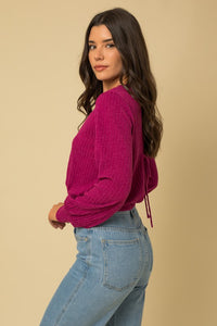 Berry Back Open Tie Top